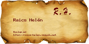 Raics Helén névjegykártya